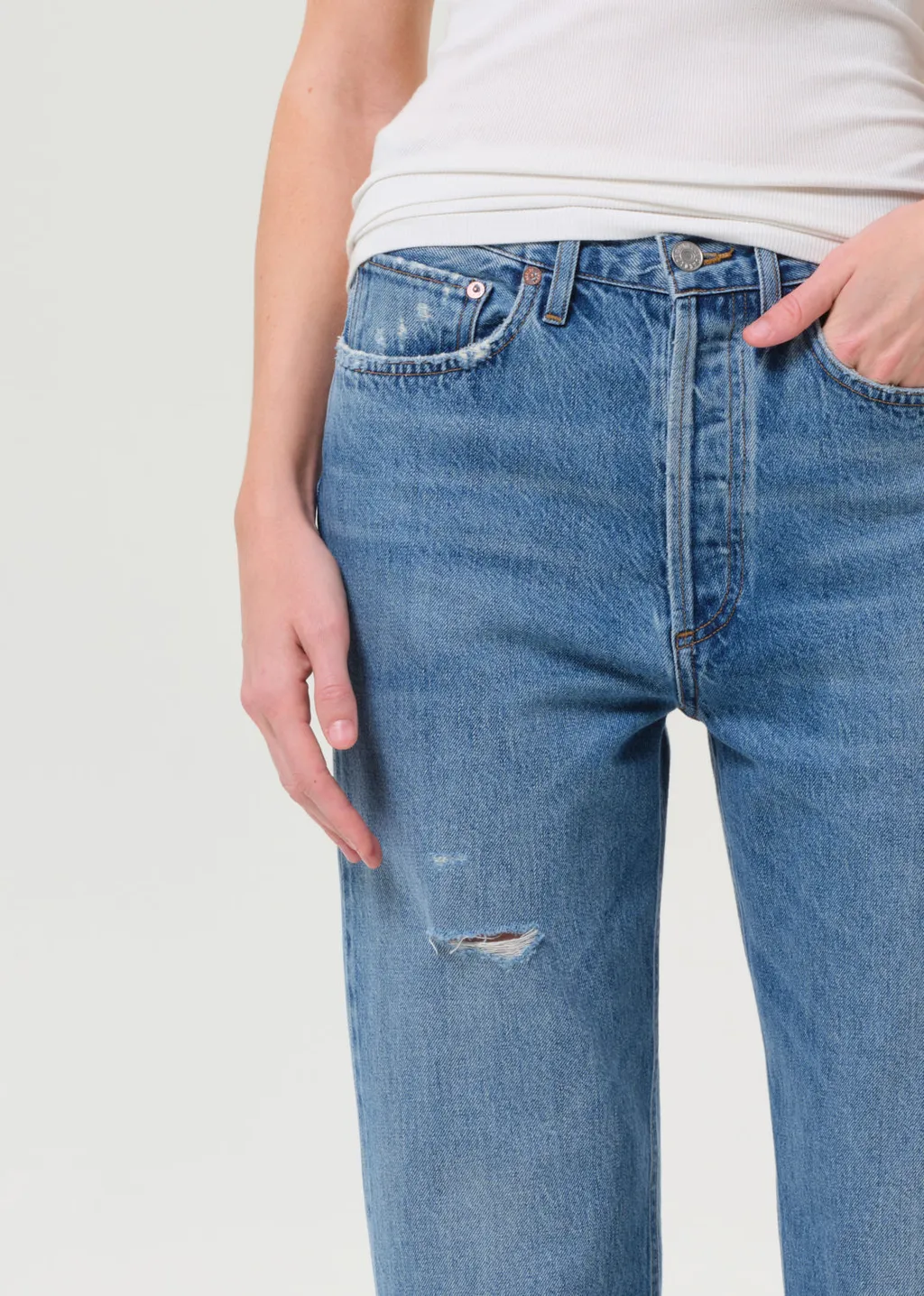 Agolde 90's Distressed Straight-Leg Jeans