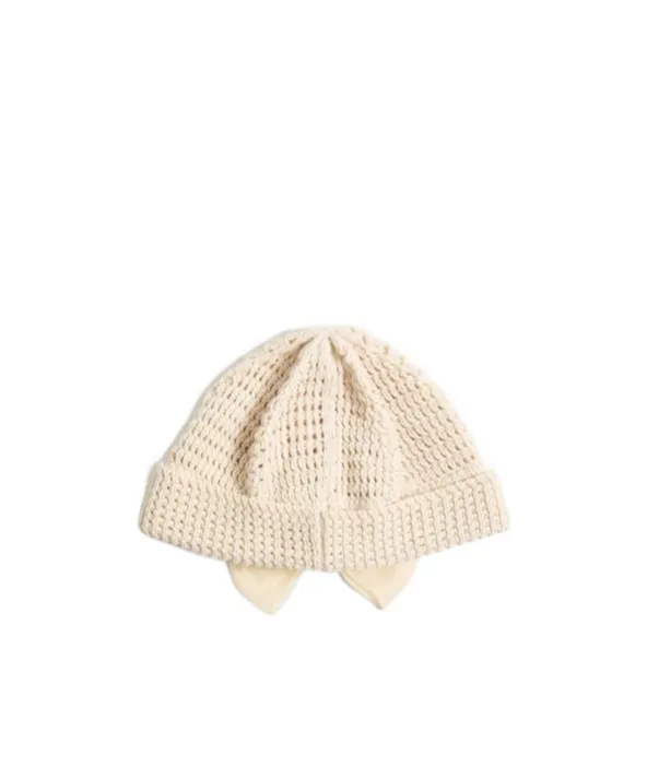 Cotton Beanie Hat With Organza Bow