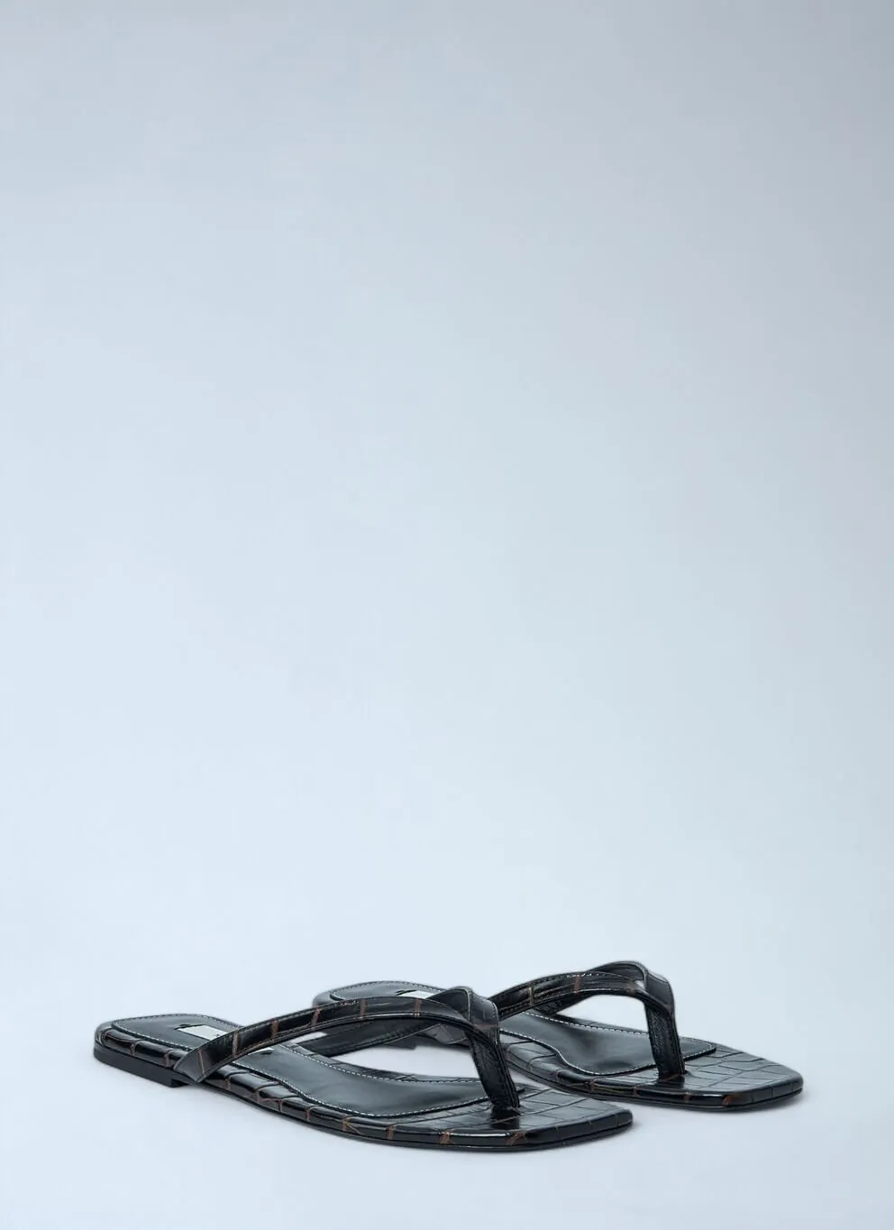 Crocodile-Embossed Flip Flops
