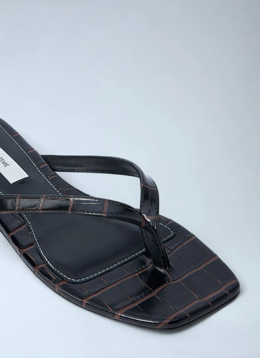Crocodile-Embossed Flip Flops