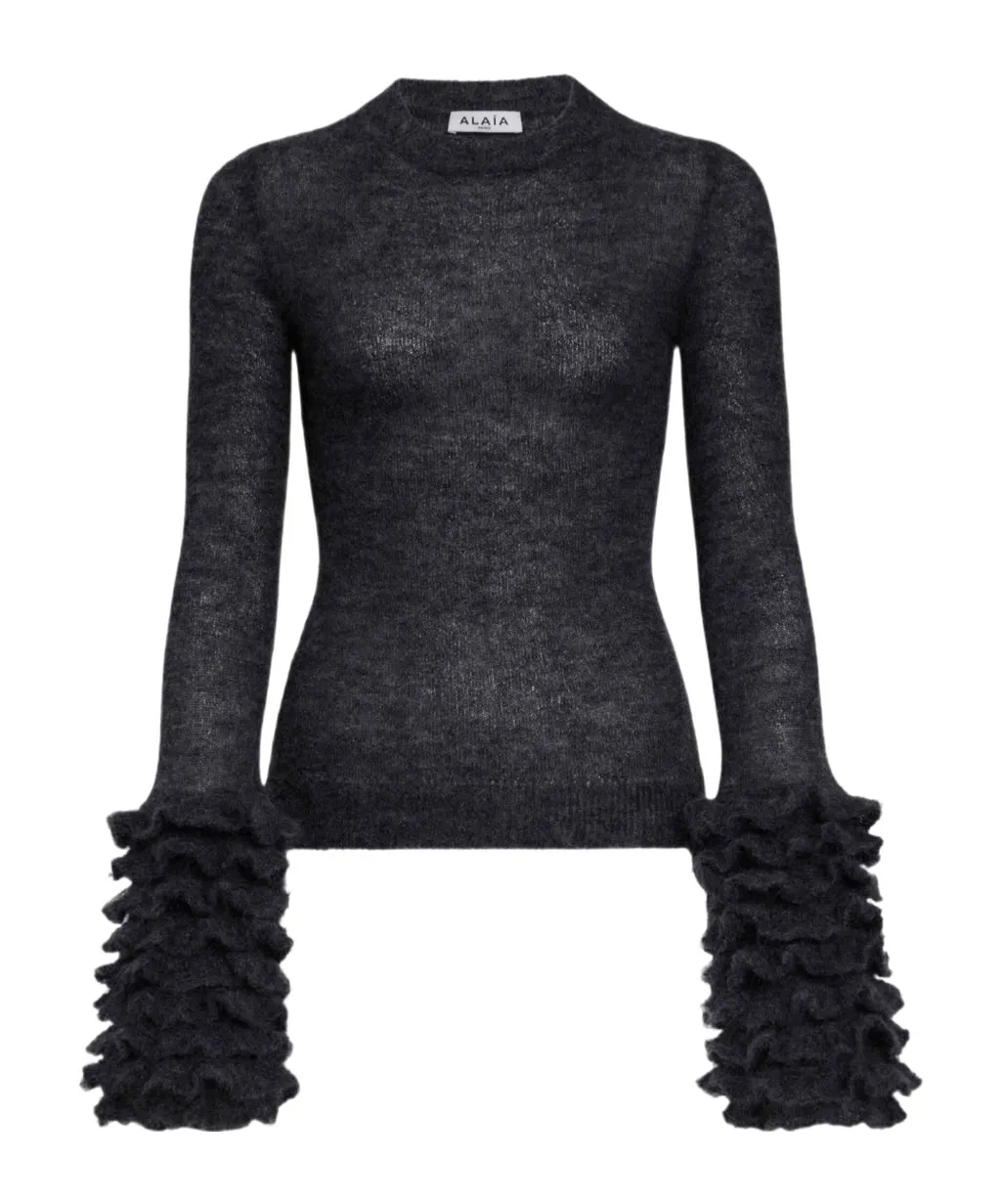 AlaÏA Ruffled Cuff Knitted Jumper