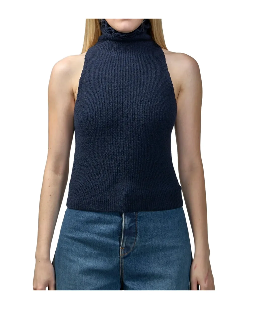 AlaÏA Halter Tweed Knitted Top