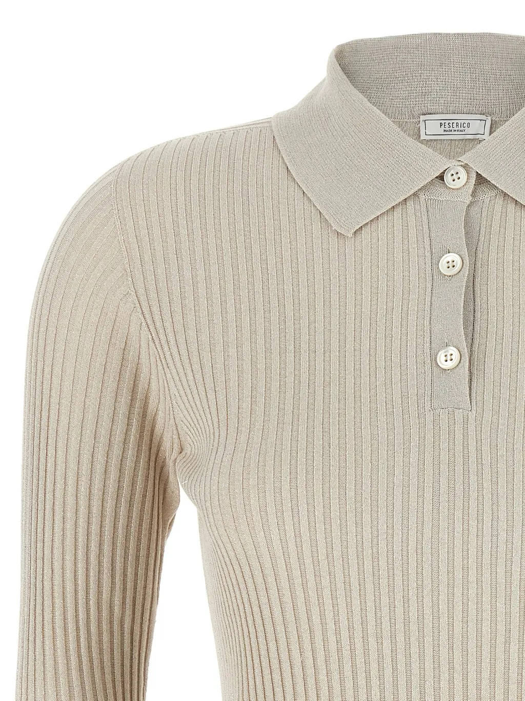 Peserico Lurex Ribbed Polo Shirt