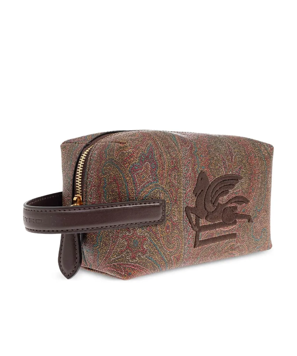 Etro Paisley Printed Pegaso Embroidered Wash Bag