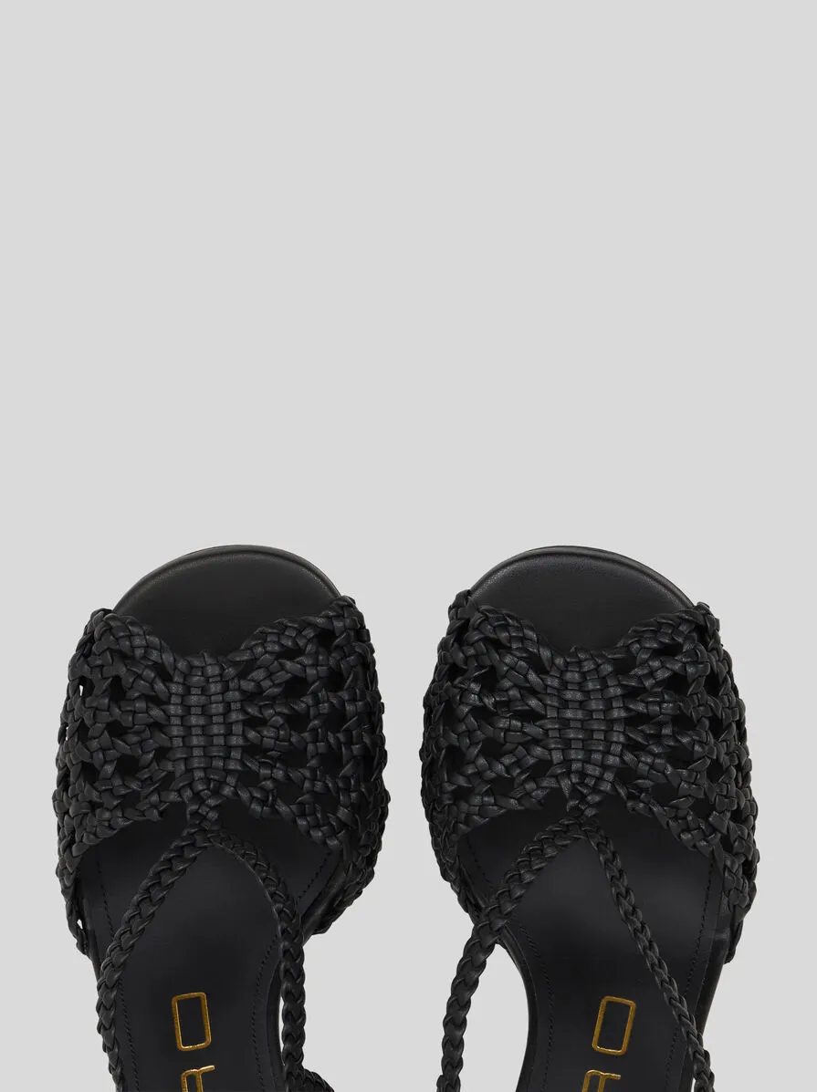 Etro Braided Ankle-Strap Heeled Sandals
