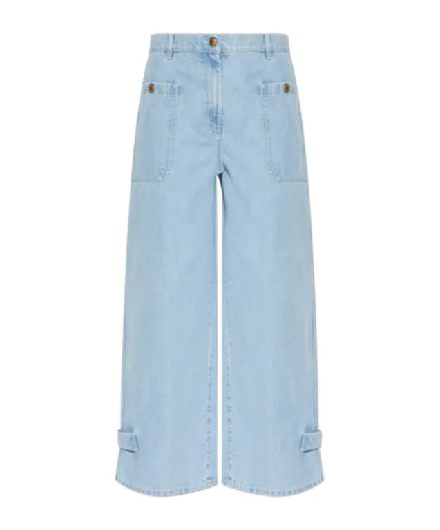 Wide-Fit Denim Jeans With Tab Detail
