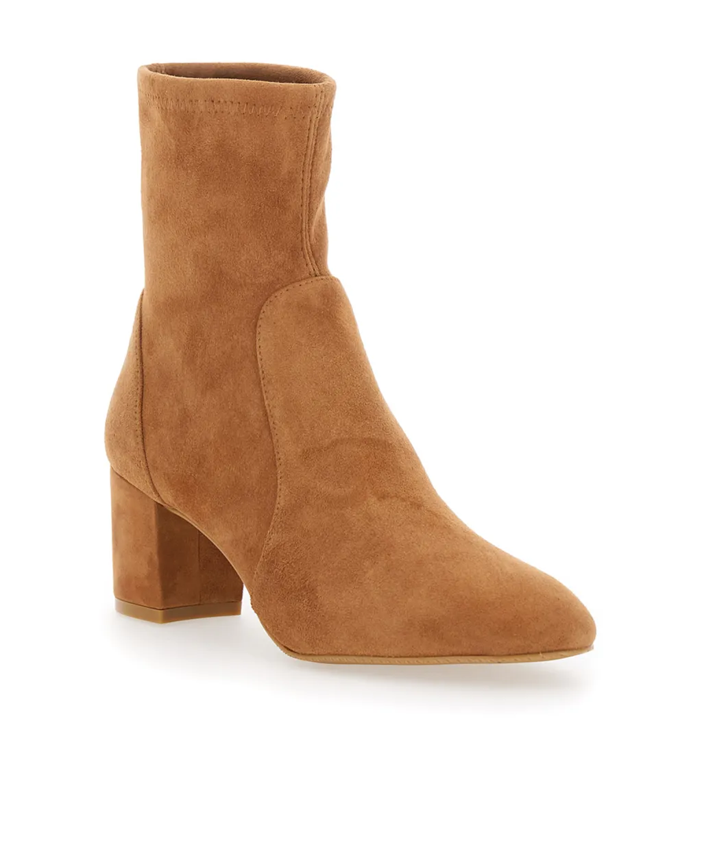 Beige Ankle Boots With Medium Block Heel In Ecoleather Woman Yuliana