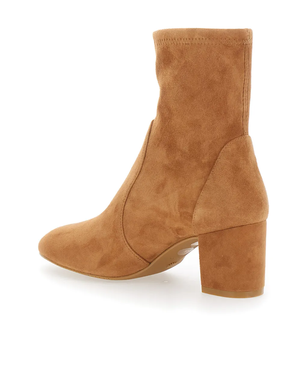 Beige Ankle Boots With Medium Block Heel In Ecoleather Woman Yuliana