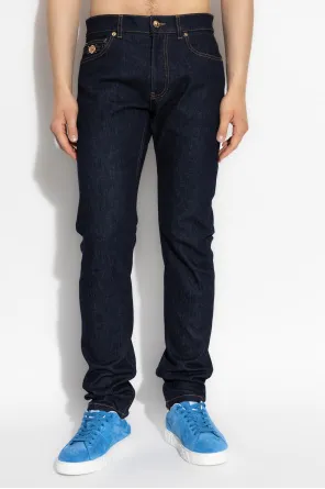 Versace Logo Patch Tapered-Leg Jeans