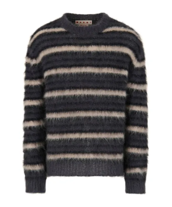 Dark Grey Striped Mohair Jumper