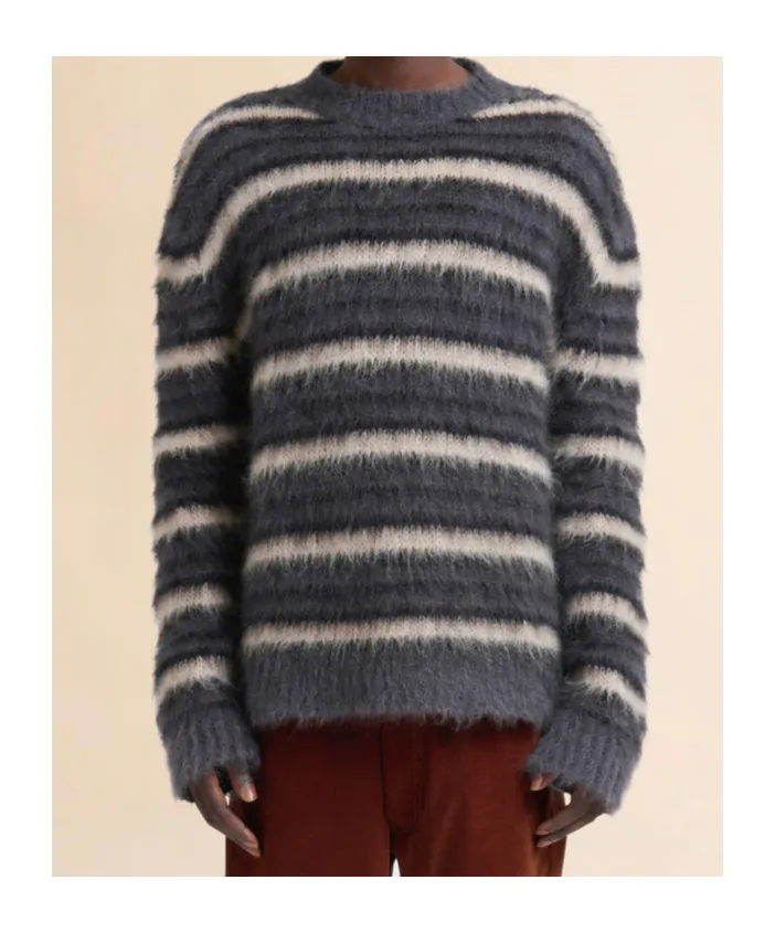 Dark Grey Striped Mohair Jumper