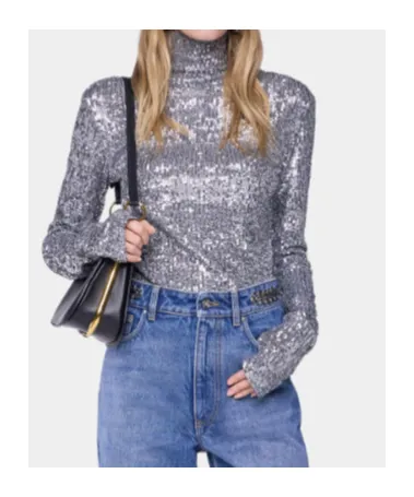 Paco Rabanne Sequin Embellished Turtleneck Top