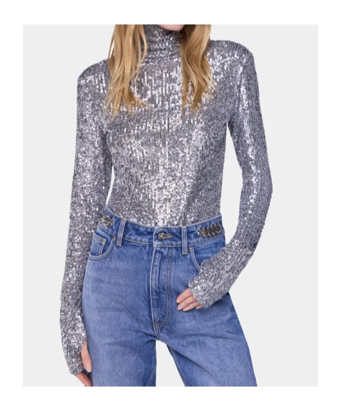 Paco Rabanne Sequin Embellished Turtleneck Top