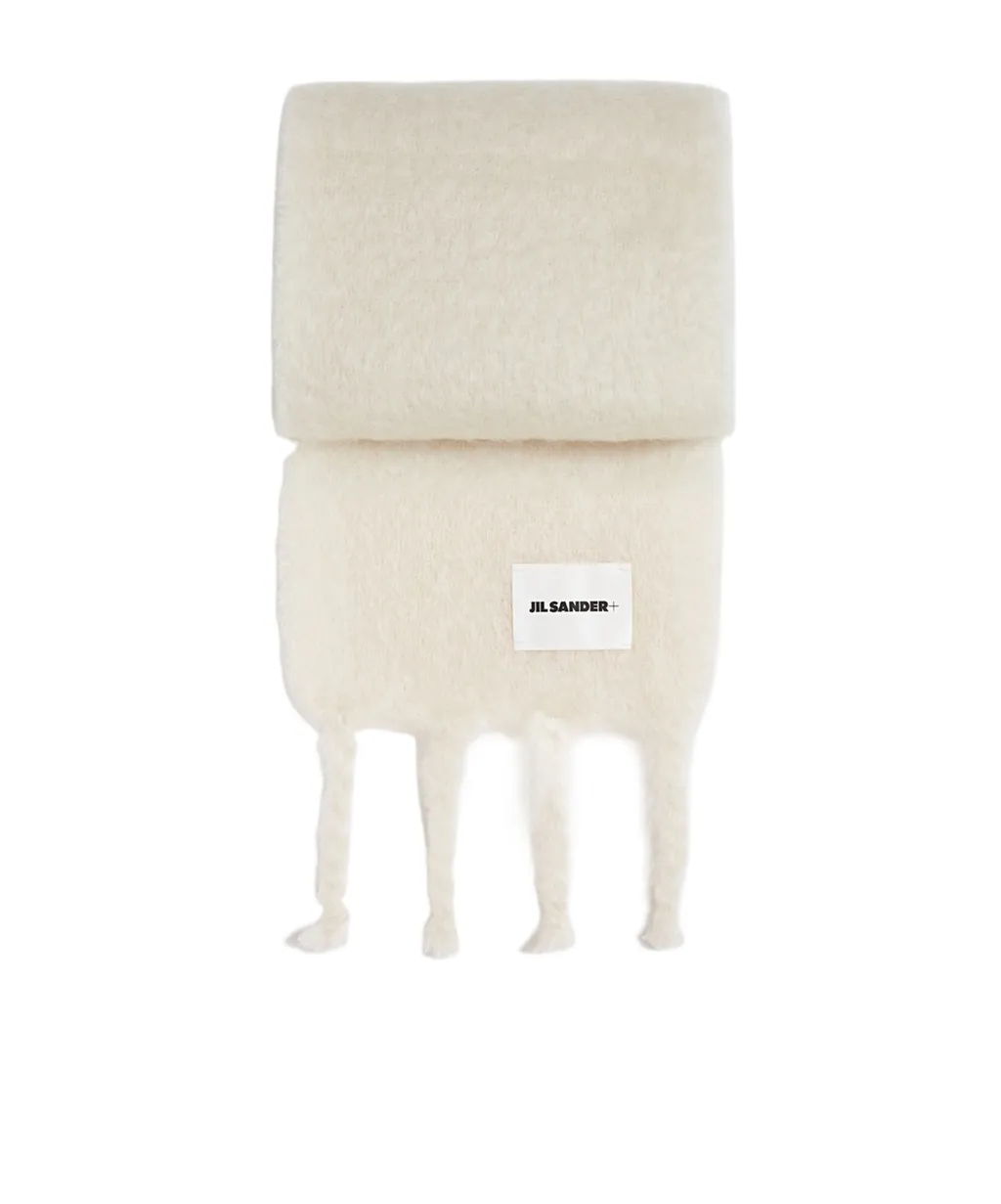 Jil Sander+ Logo Patch Fringe-Detailed Scarf