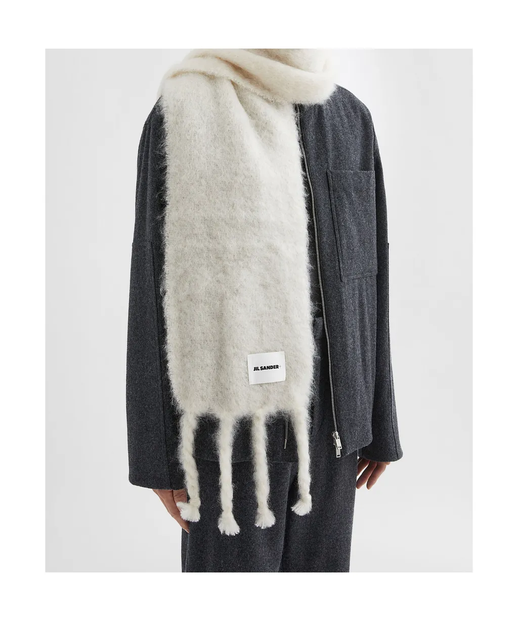 Jil Sander+ Logo Patch Fringe-Detailed Scarf