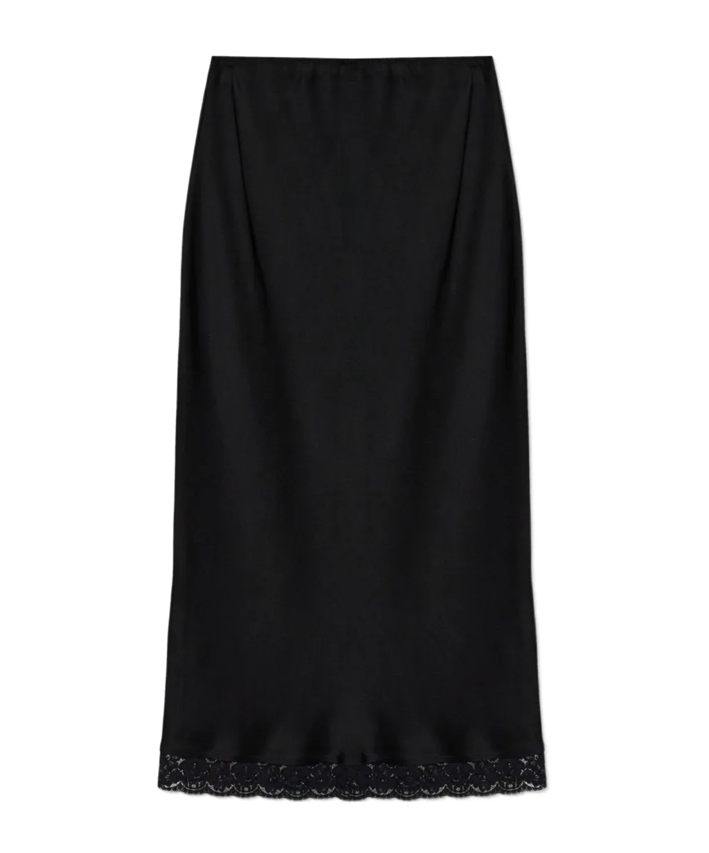 Lace-Trimmed Pencil Skirt