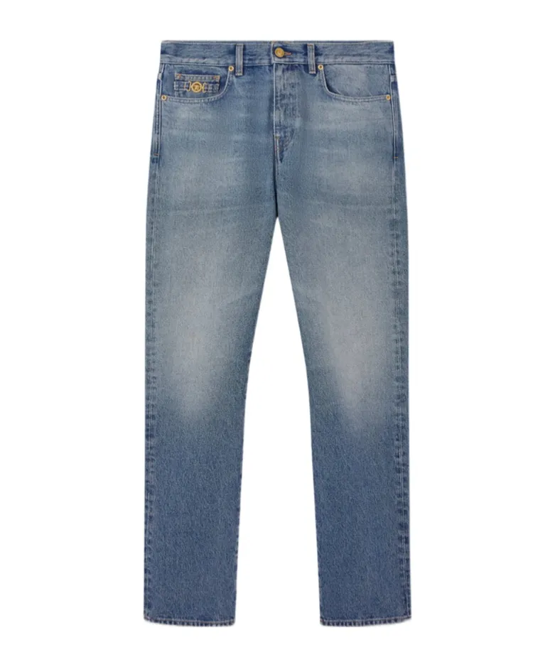 Versace Logo Patch Straight-Leg Jeans