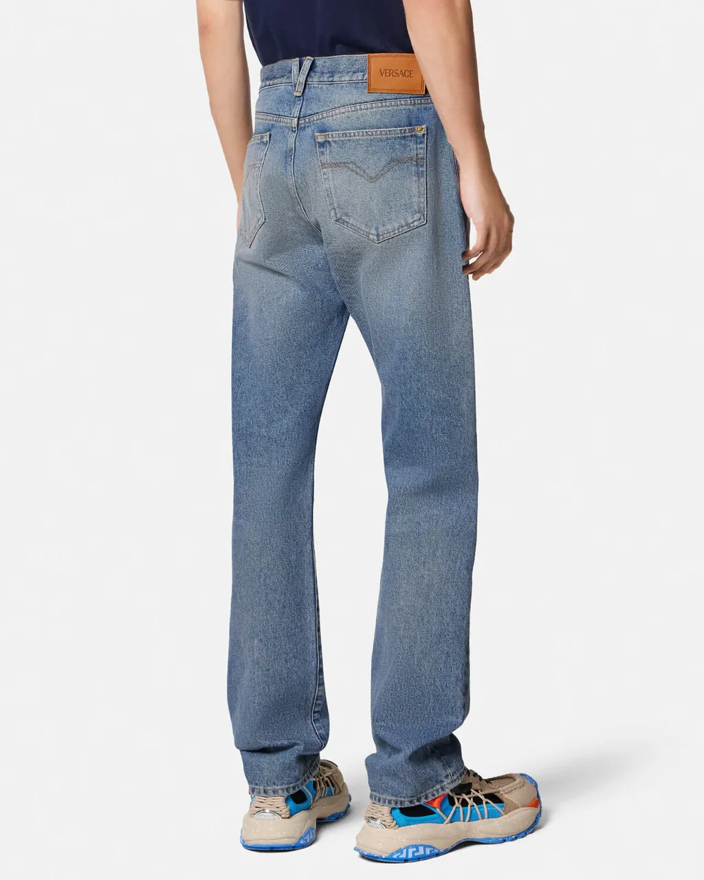 Versace Logo Patch Straight-Leg Jeans