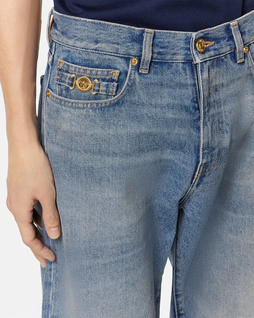 Versace Logo Patch Straight-Leg Jeans