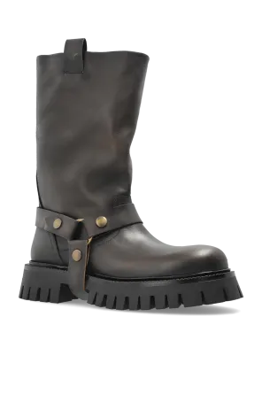 Kurt Chunky Buckle-Strap Leather Boots