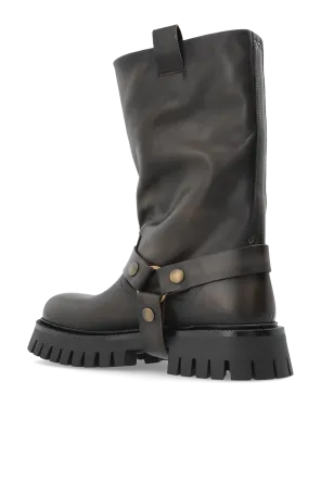 Kurt Chunky Buckle-Strap Leather Boots