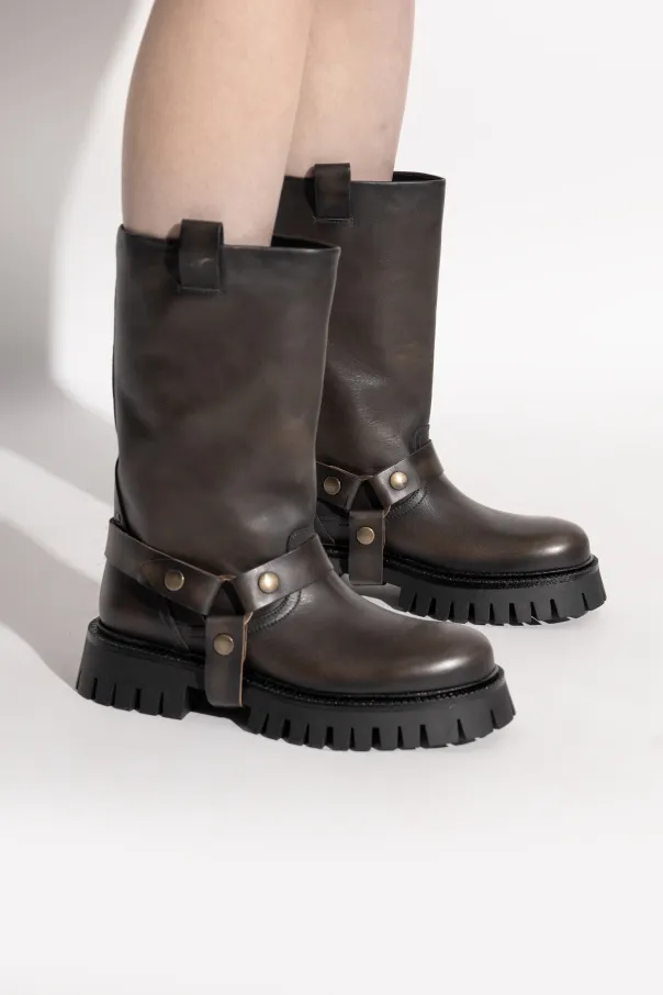 Kurt Chunky Buckle-Strap Leather Boots