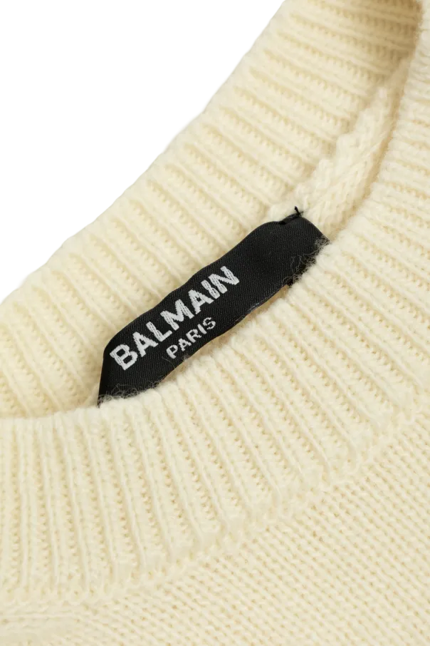 Balmain Kids Logo Emboderied Knitted Jumper