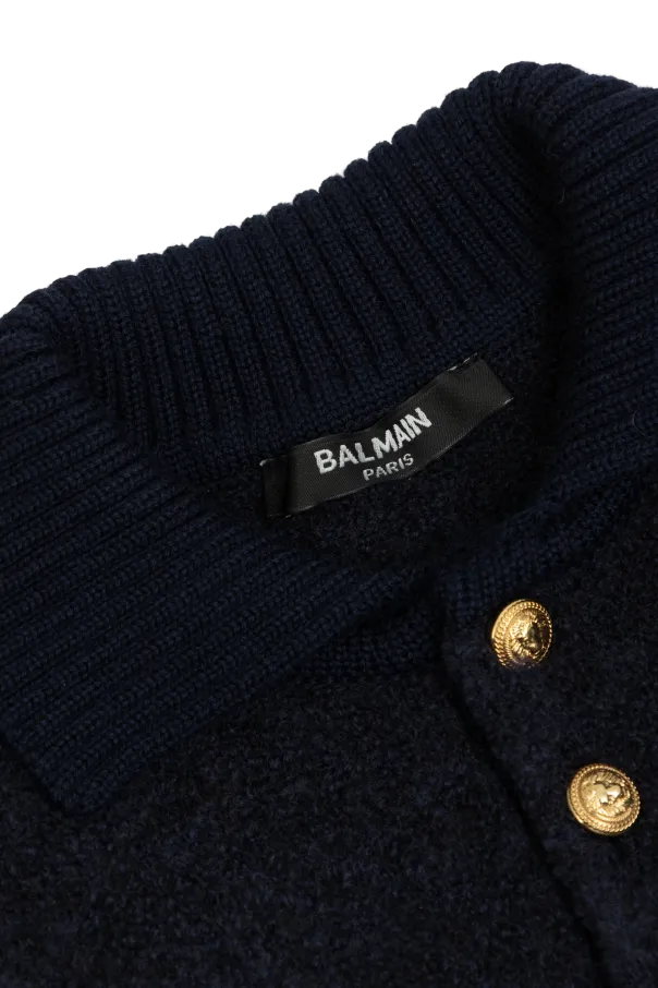 Balmain Kids Logo Patch Knitted Jumper