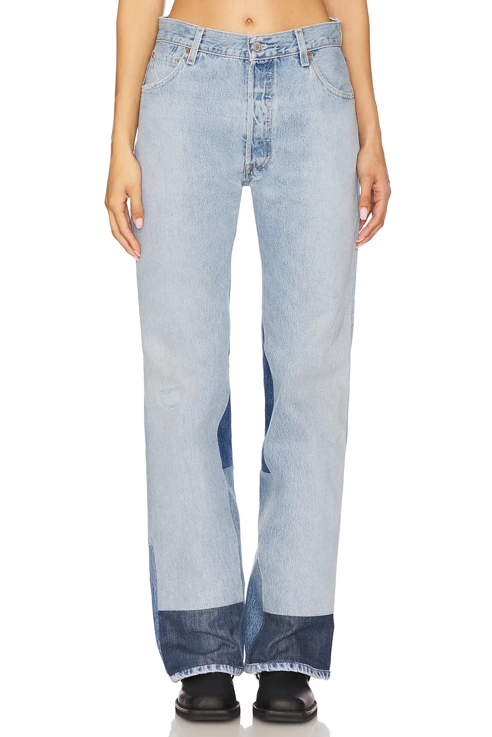 Paint-Splatter Panelled Jeans