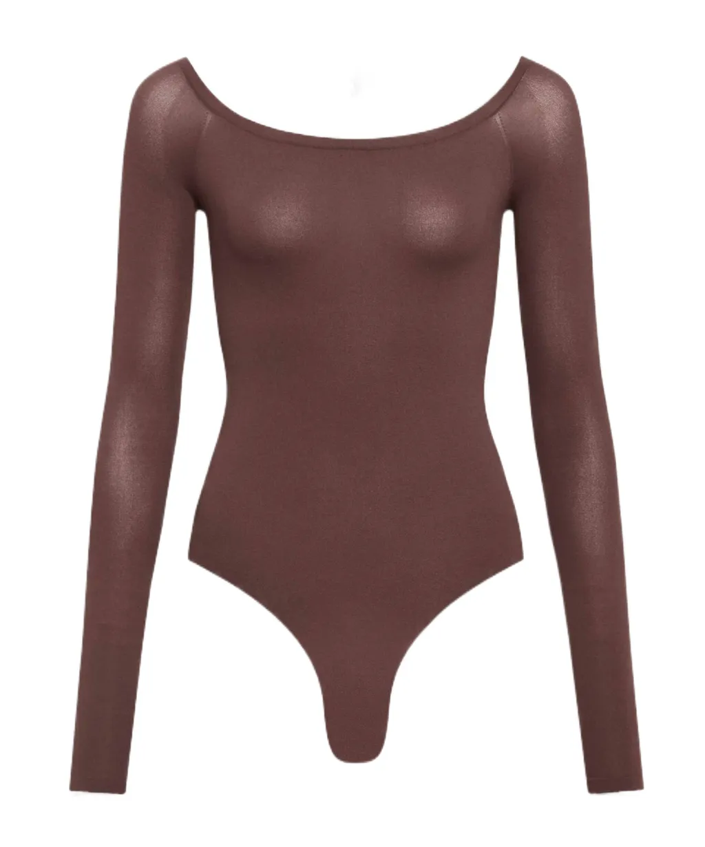 AlaÏA Second-Skin Knit Off-Shoulder Bodysuit