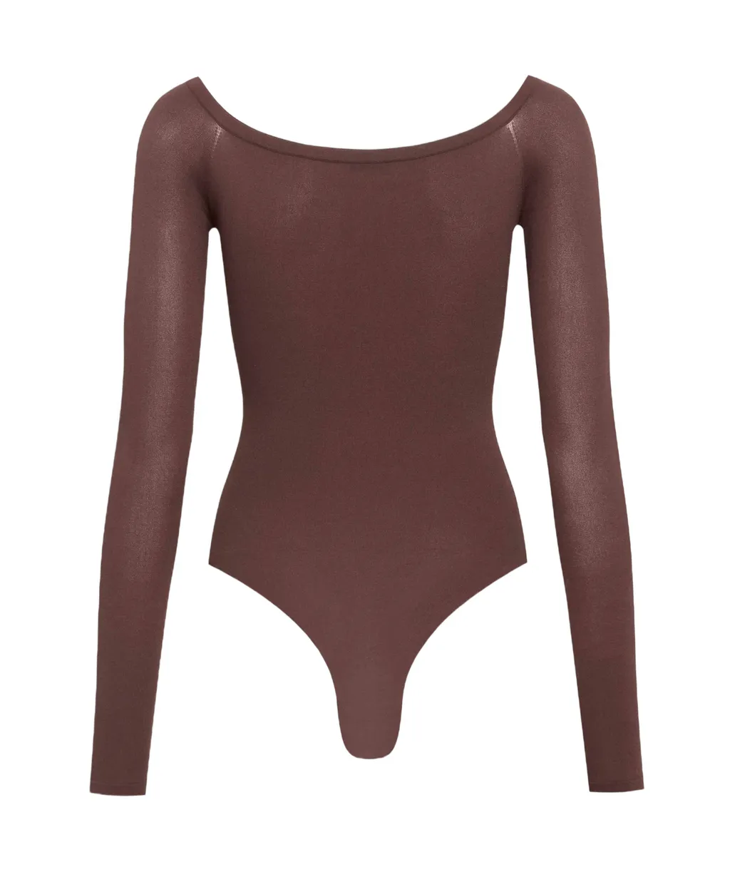 AlaÏA Second-Skin Knit Off-Shoulder Bodysuit