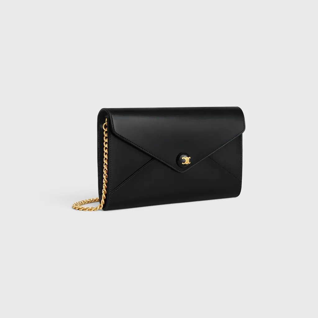 Envelope Wallet On Chain In Shiny Calfskin