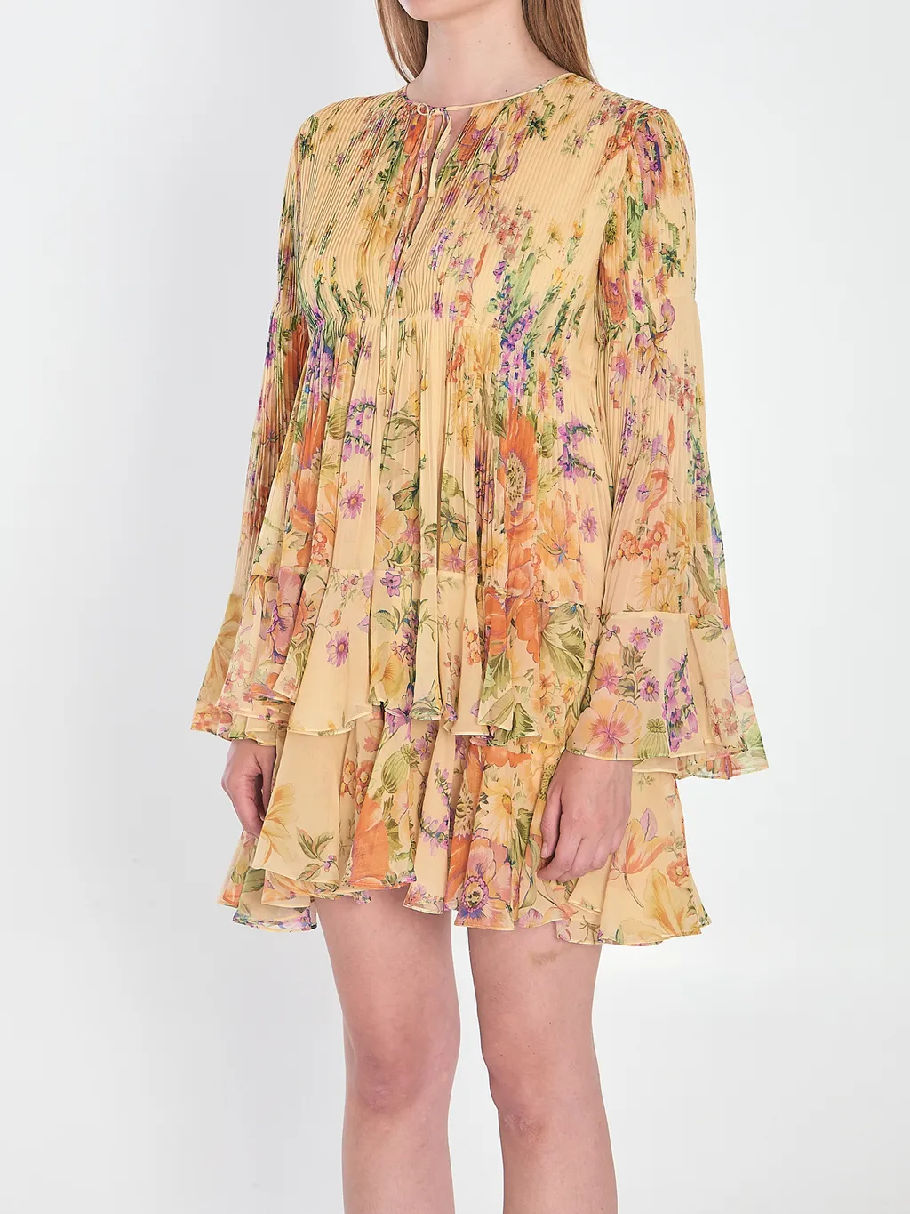 Mini Pleated Dress In Silk Georgette