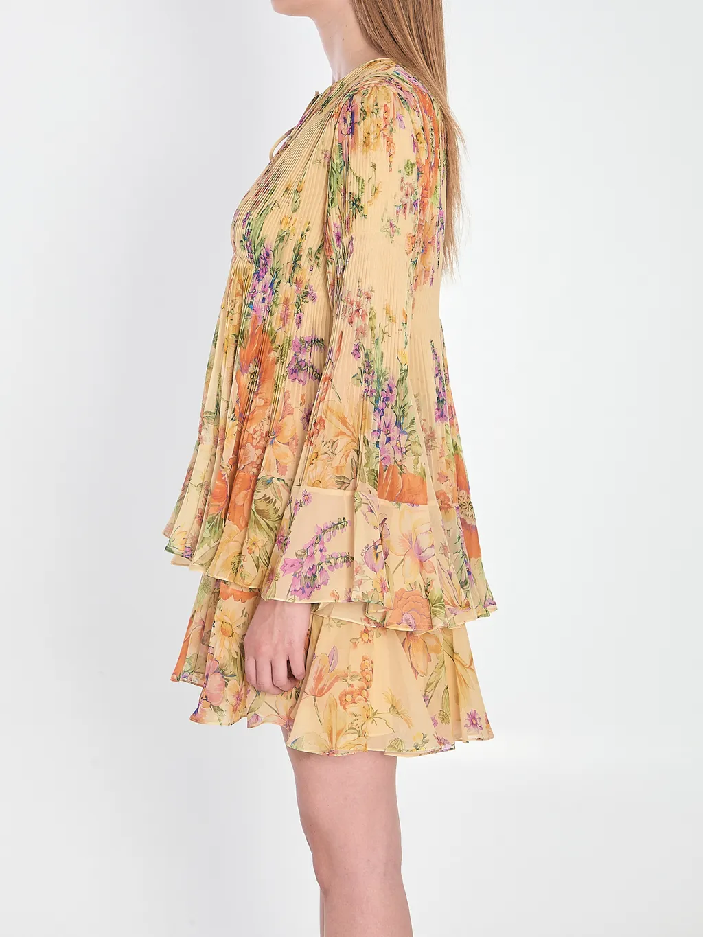 Mini Pleated Dress In Silk Georgette