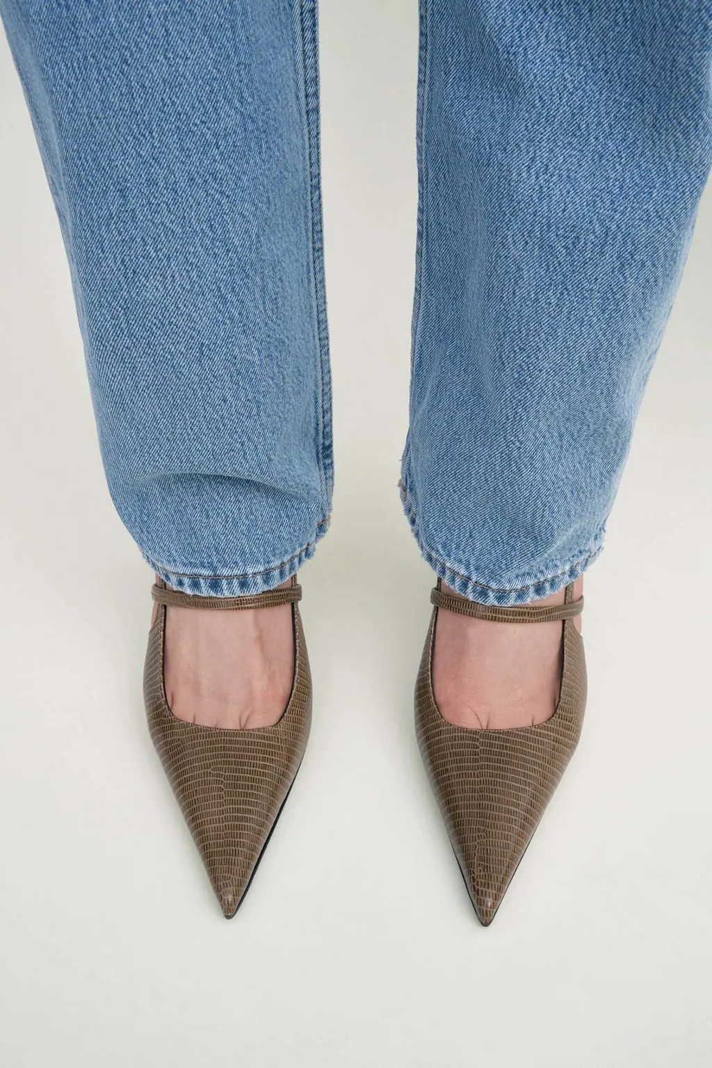 TotÊMe Embossed Pointed Toe Slingbacks
