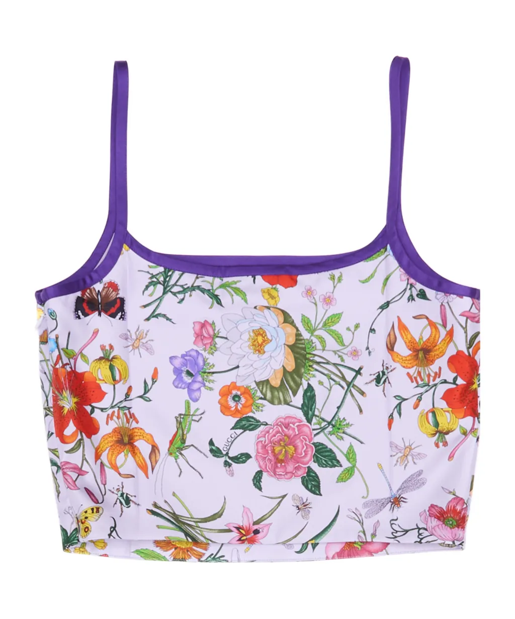 Gucci Floral Print Cropped Singlet