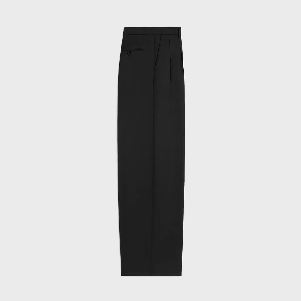 Pleated Trousers In Light Wool Gabardine