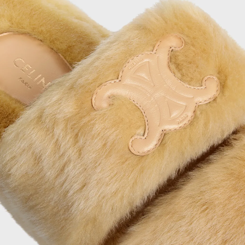 Celine Triomphe Shearling Slipper