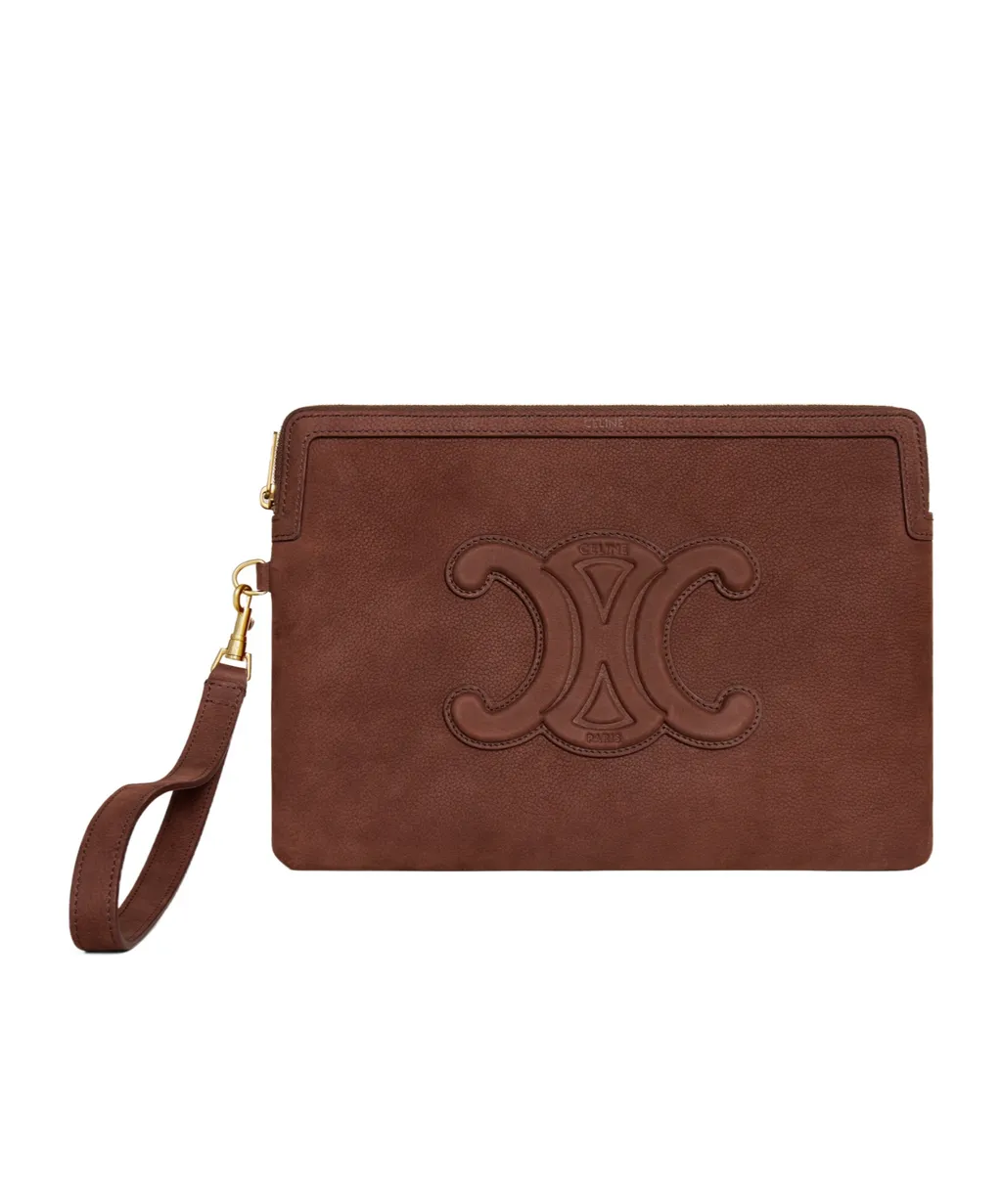 Small Pouch With Strap Cuir Triomphe In Grained Calfskin