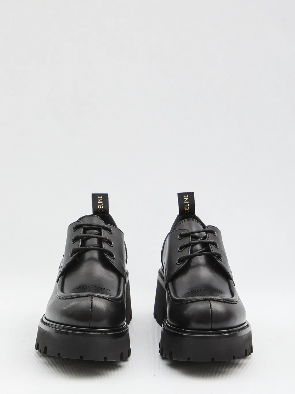 Celine Triomphe Derbies In Shiny Bull