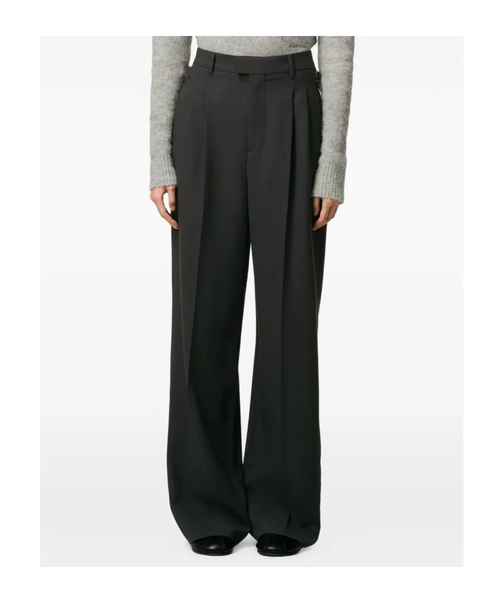 Wool High Waist Wide Pants