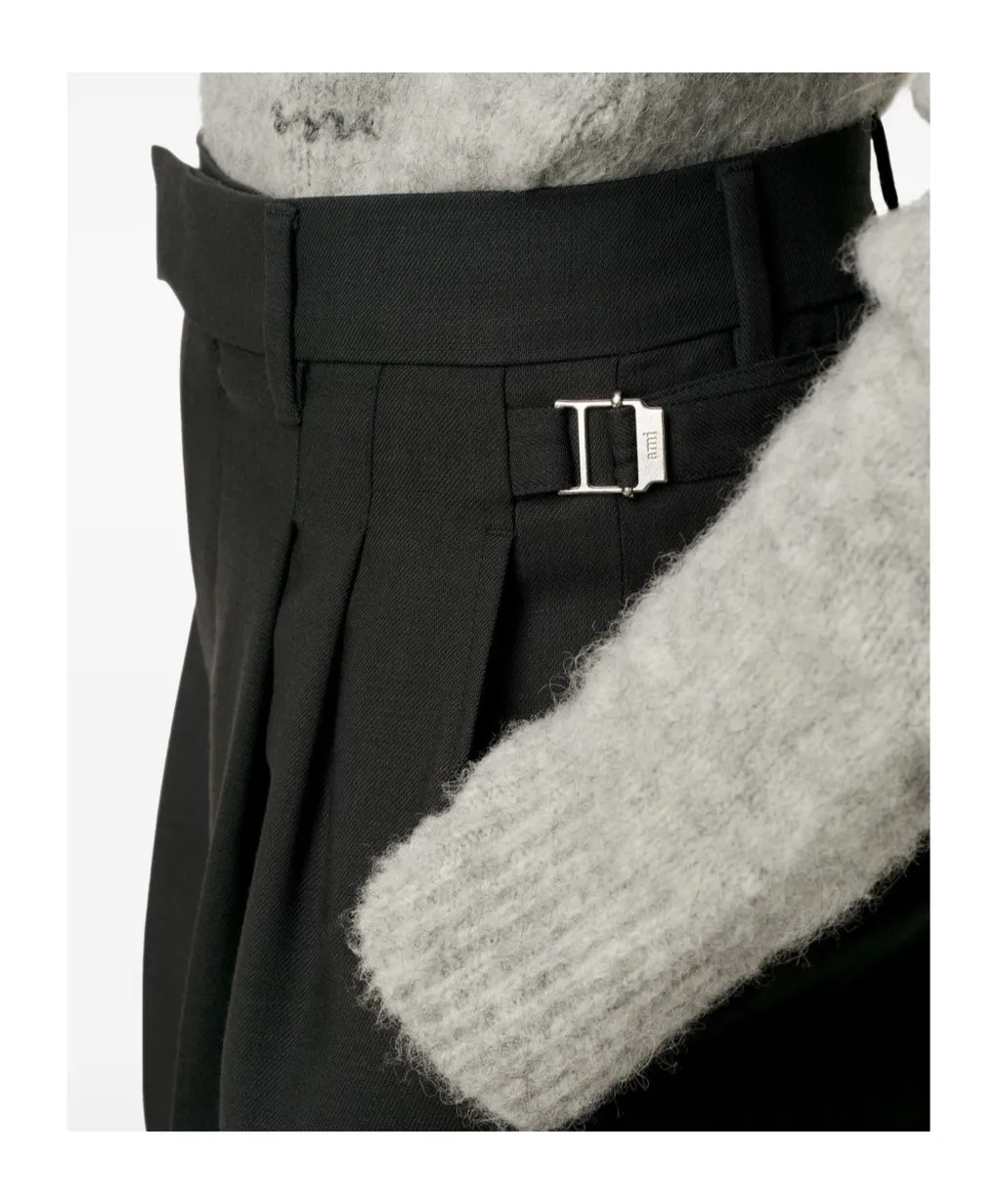 Wool High Waist Wide Pants