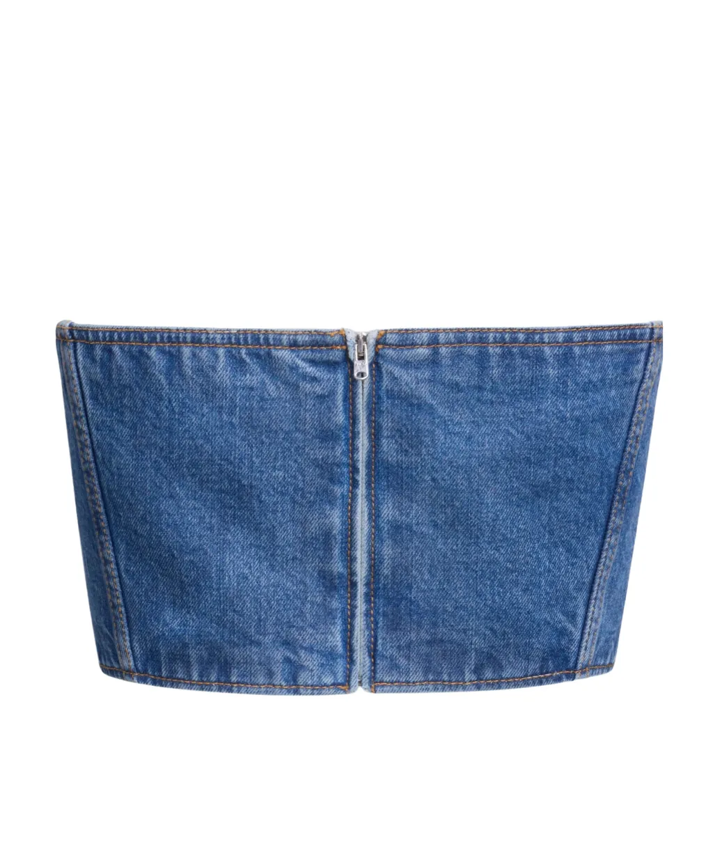 Alaa Denim Bustier Top