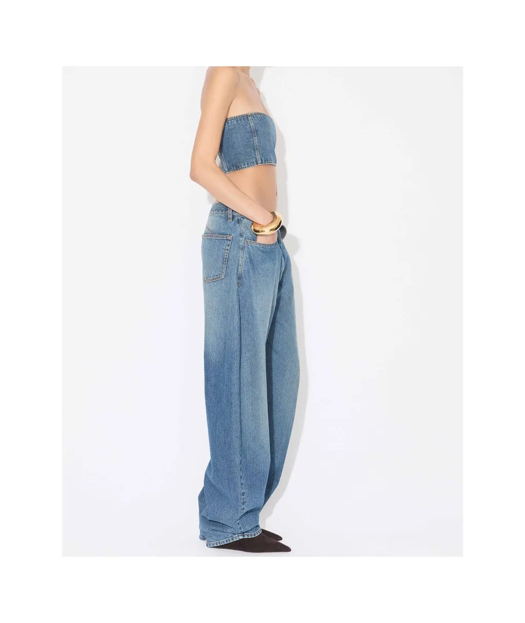 Alaa Denim Bustier Top