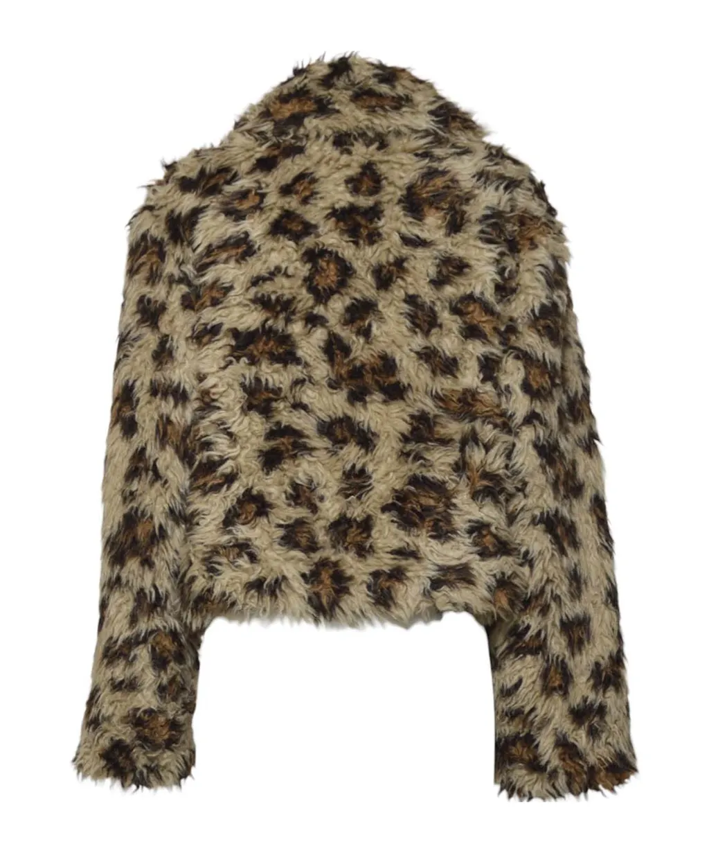 Msgm Leopard Printed Faux Fur Jacket