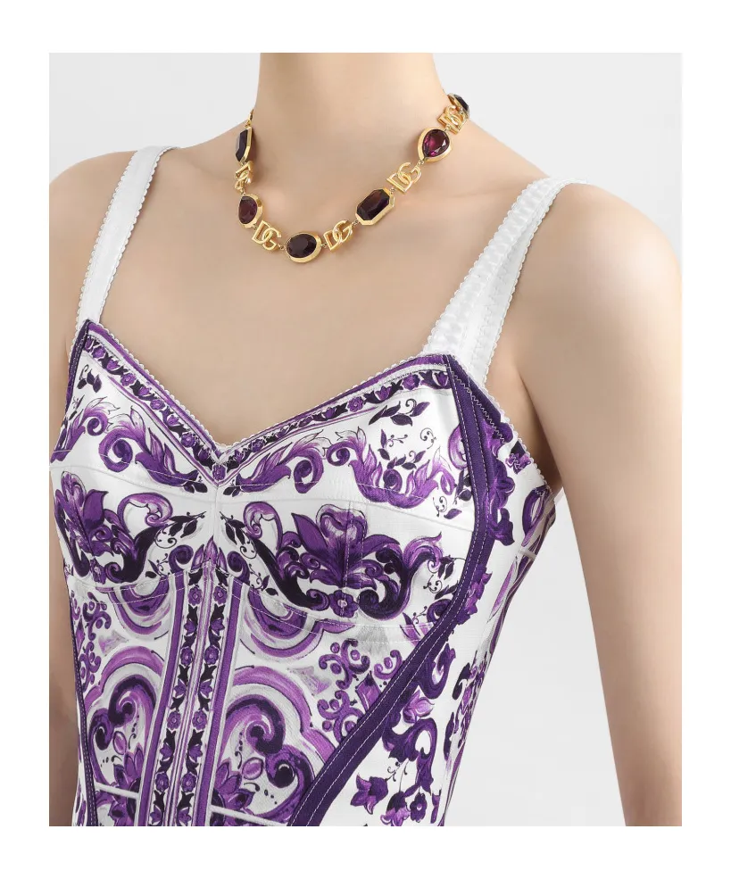 Majolica-Print Midi Dress