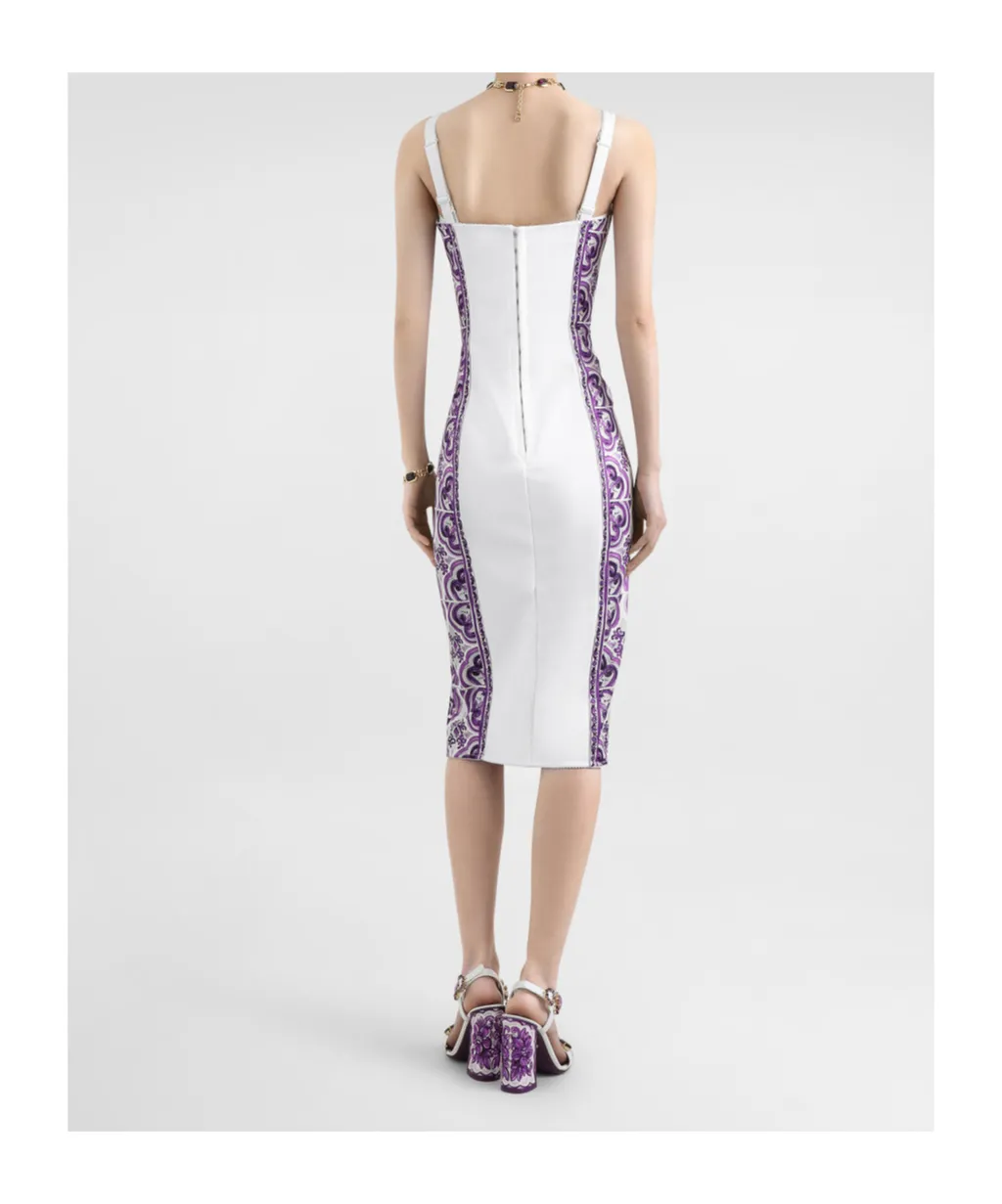 Majolica-Print Midi Dress