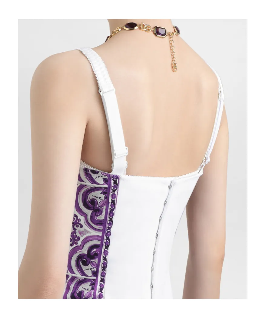 Majolica-Print Midi Dress