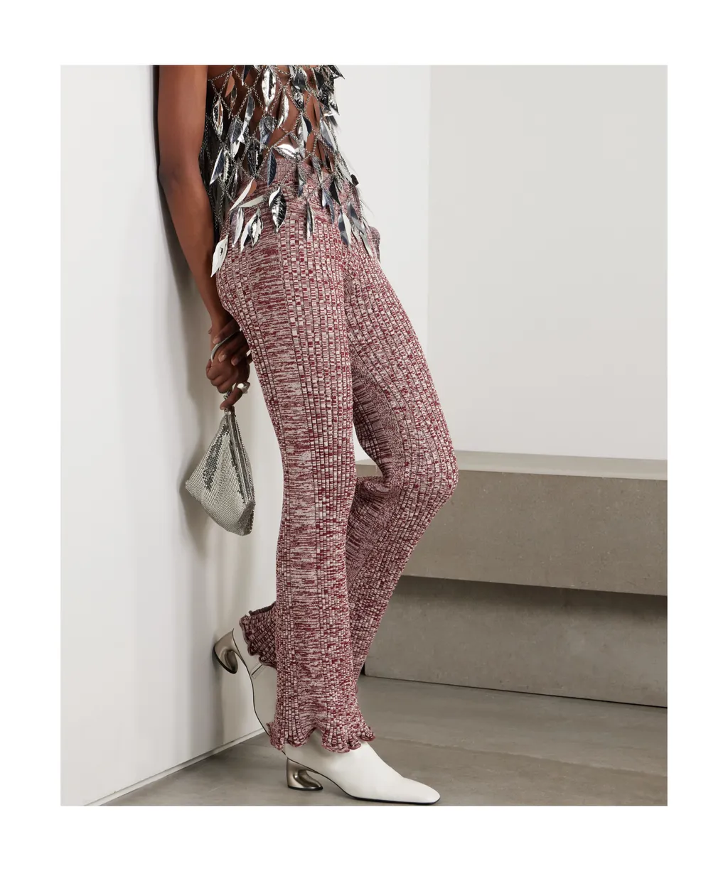 Ribbed Knit Flared Pants