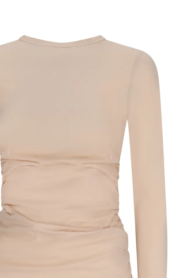 Long Sleeve Pleated T-Shirt